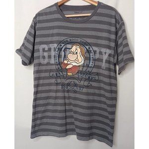 Disney Store Grumpy Snow White Mens Large T Shirt Stripe Bad Mood Dude READ